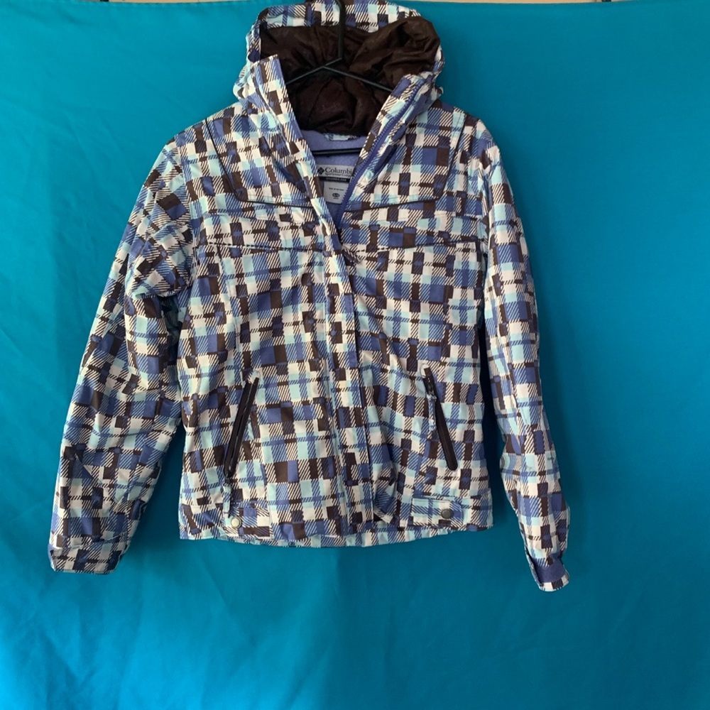 ❤️ Columbia Youth 14/16 Plaid Purple Hooded Ski Snow Suit with Pants Jacket/Coat